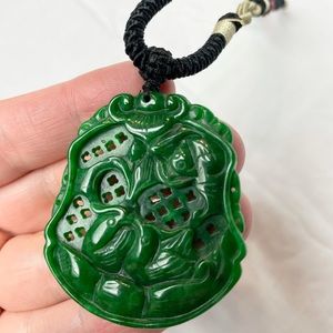 Genuine green jade pendant necklace